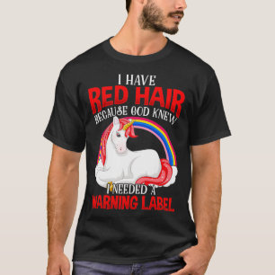 Red Hair Woman Rainbow Unicorn Lover Girl T-Shirt