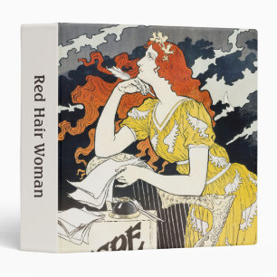 Red Hair Woman Yellow Dress Classic Art Nouveau Binder