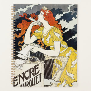 Red Hair Woman Yellow Dress Classic Art Nouveau Planner