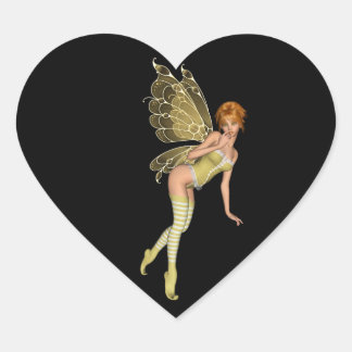 Red Haired 3D Pixie - Yellow Green Outfit Heart Sticker
