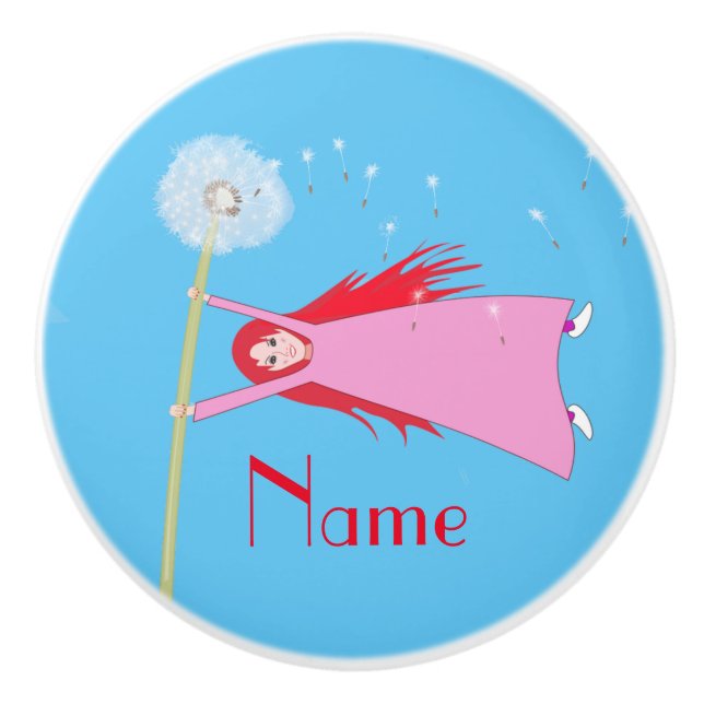 Red-haired Dandelion Girl Thunder_Cove  Ceramic Knob (Front)