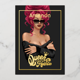 Red Haired Girl Birthday Party Foil Invitation