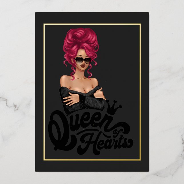 Red Haired Girl Birthday Party Foil Invitation (Front)
