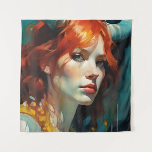 Red Haired Horned Goddess Tapestry