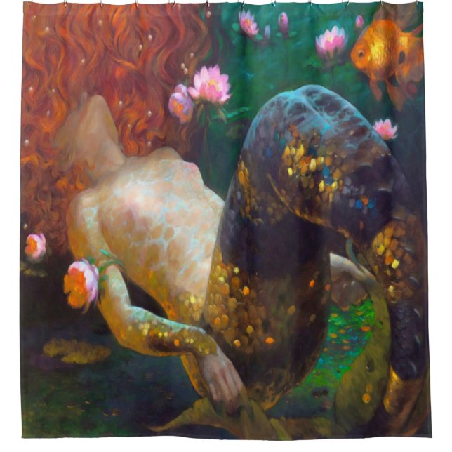 Red Haired Mermaid 2 Shower Curtain (Front)