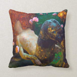 Red Haired Mermaid 2 Throw Pillow