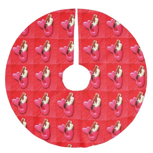 red-haired mermaid beauties brushed polyester tree skirt (Front)