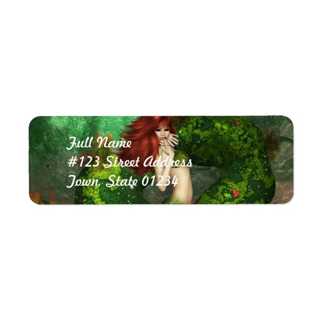 Red Haired Mermaid Étiquettes de messagerie (Devant)