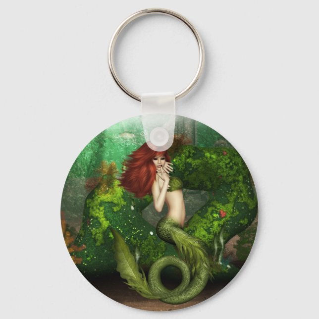 Red Haired Mermaid Keychain (Front)