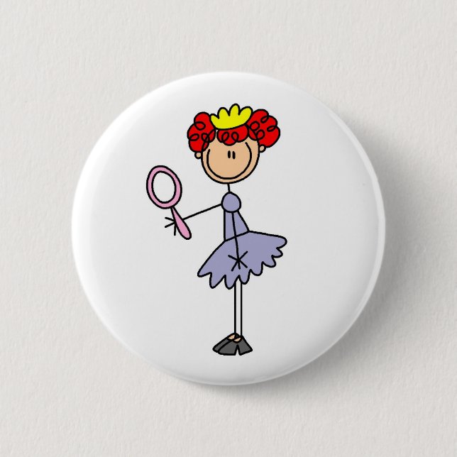 Red Haired Princess 2 Inch Round Button (Front)