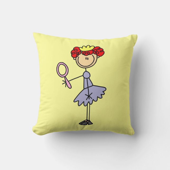 Red Haired Princess Throw Pillow (Front)