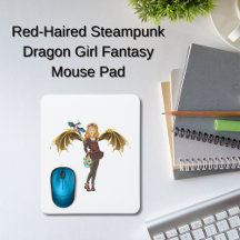Red-Haired Steampunk Dragon Girl Fantasy 