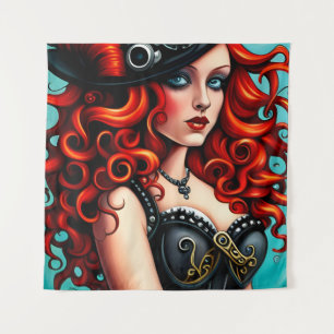 Red Haired Steampunk Woman Tapestry