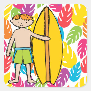 Red Haired Surfer Boy Stickers