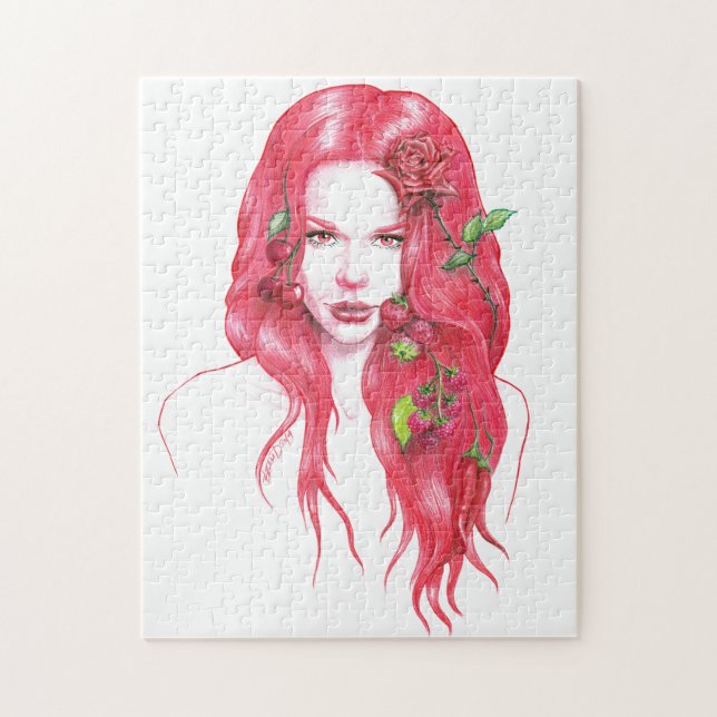 Red haired woman portrait Surreal fantasy art Jigsaw Puzzle (Vertical)