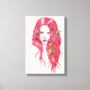 Red haired woman portrait Wrapped canvas