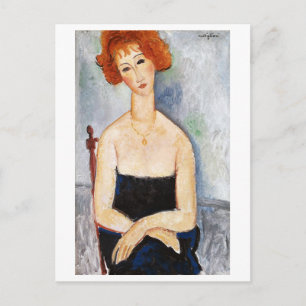 Red-haired Woman with a Pendant, Modigliani Postcard