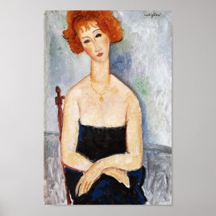 Red-haired Woman with a Pendant, Modigliani Poster