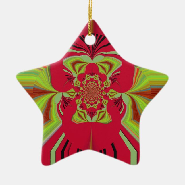 Red Hakuna Matata pattern Ceramic Ornament (Front)