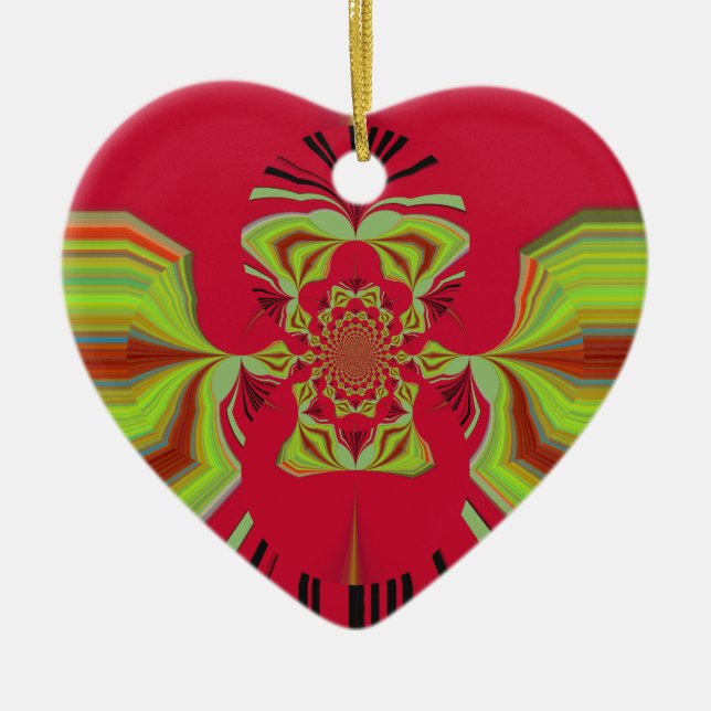 Red Hakuna Matata pattern Ceramic Ornament (Front)