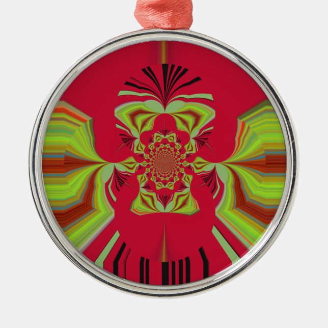 Red Hakuna Matata pattern Metal Ornament (Front)
