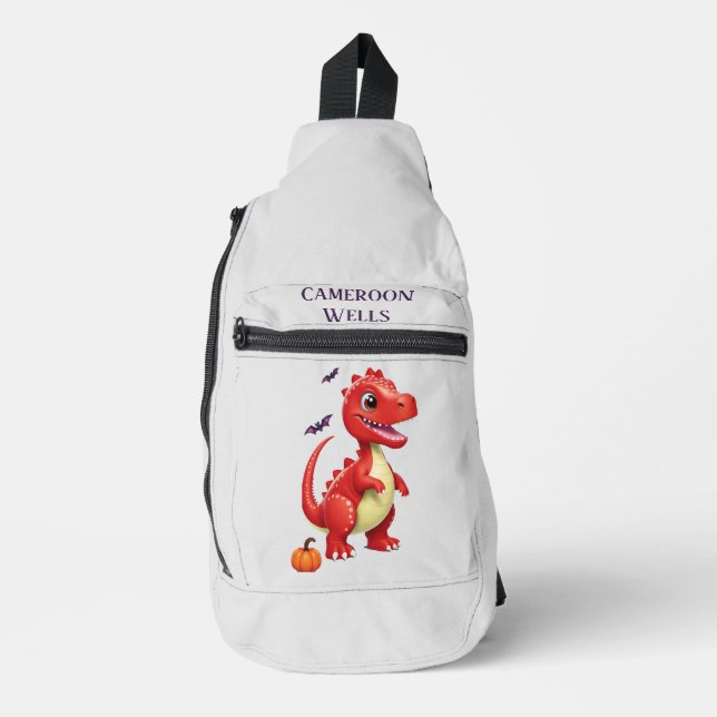 Red Halloween dinosaur Sling Bag (Front)