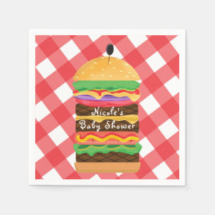 Red Hamburger Summer Cookout Barbecue BBQ Party Napkin
