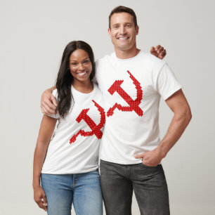 Red Hammer and Sickle Symbol  Cross Stitch Design T-Shirt