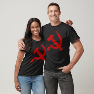 Red Hammer and Sickle Symbol  Cross Stitch Design T-Shirt