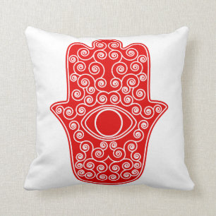 Red Hamsa-Hand of Miriam-Hand of Fatima.png Throw Pillow