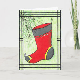 Red Hanbok Christmas Stocking Holiday Card