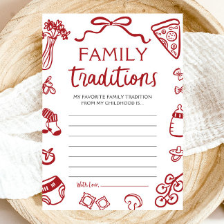 Red Hand Drawn Baby Shower Family Tradition Game Invitation