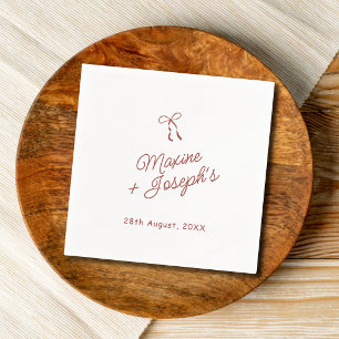 Red Hand Drawn Bow Ribbon Sketch Wedding Napkin