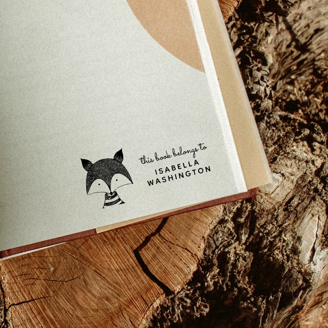 Red Hand-drawn Fox This Book Belongs To Name Self-inking Stamp (Creator Uploaded)