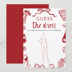 Red Hand Drawn Guess The Dress Bridal Shower Game Invitation