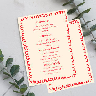 Red hand drawn heart Whimsical Wedding Invitation