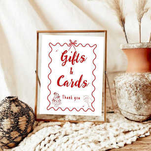 Red Hand Drawn Italian Gift and Cards wedding sign