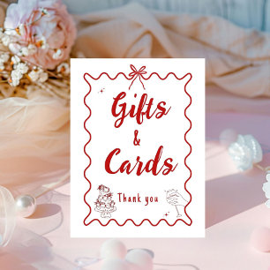 Red Hand Drawn Italian Gift and Cards wedding sign
