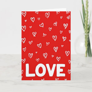 Red Hand Drawn Love Valentines Card