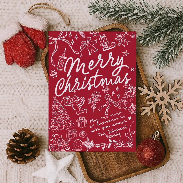 Red Hand Drawn Merry Christmas Card (Creator Uploaded)