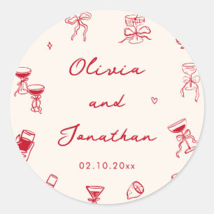 Red Hand Drawn That's Amore Party  Classic Round Sticker