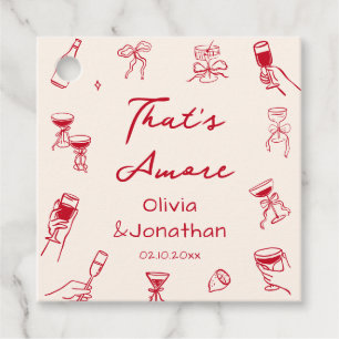 Red Hand Drawn Thats Amore Party Favour Tags