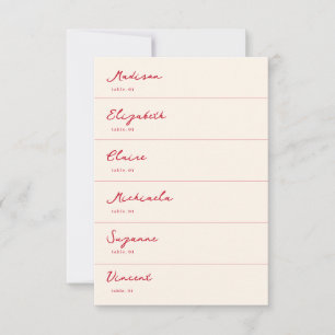 Red Hand Drawn Wedding Place Card DIY