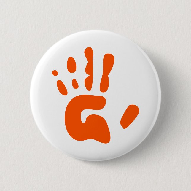 Red Hand Print 2 Inch Round Button (Front)