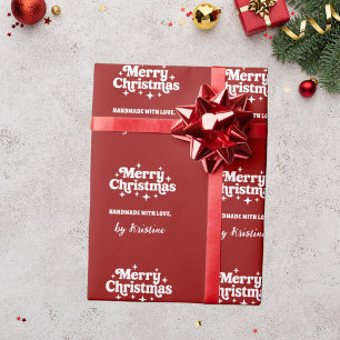 Red handmade Christmas gift wrapping Paper