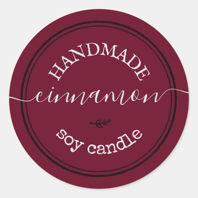 Red Handmade Script Black Border Product Label (Front)