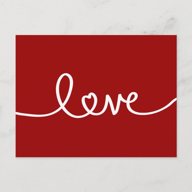 Red Handwritten Love Valentine's Day Postcard (Front)