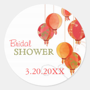 Red Hanging Lanterns Bridal Shower Classic Round Sticker