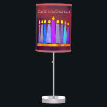 Red Hanukkah Boho Pattern Candles Peace Love Light Table Lamp<br><div class="desc">“Peace, love & light.” A playful, modern, artsy illustration of boho pattern candles in a menorah helps you usher in the holiday of Hanukkah. Assorted blue candles with colourful faux foil patterns overlay a rich, deep burnt red orange textured background. Feel the warmth and joy of the holiday season whenever...</div>