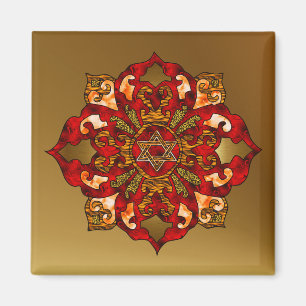 Red Hanukkah Mandala Magnet